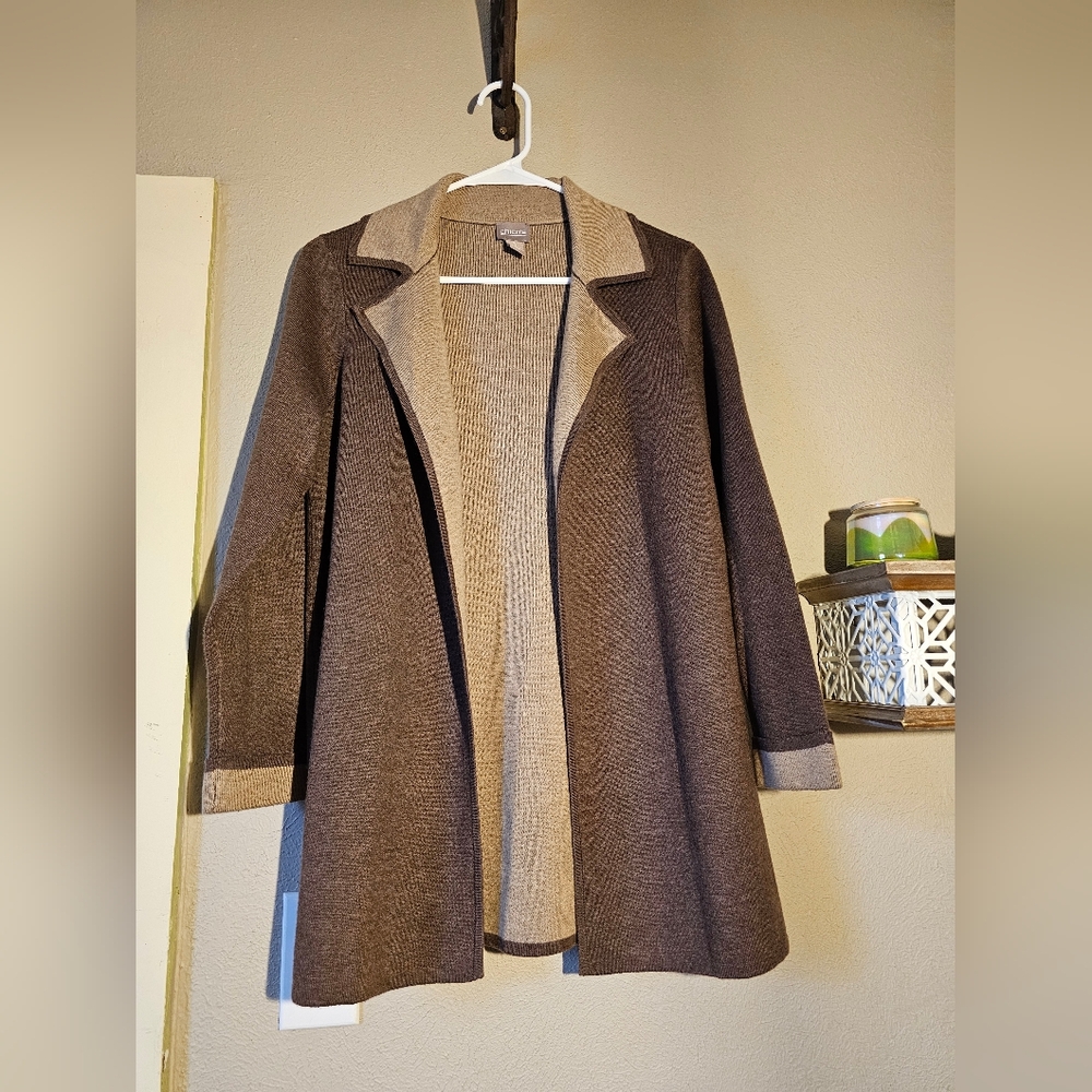Chicos Brown Open Front Cardigan Med 1